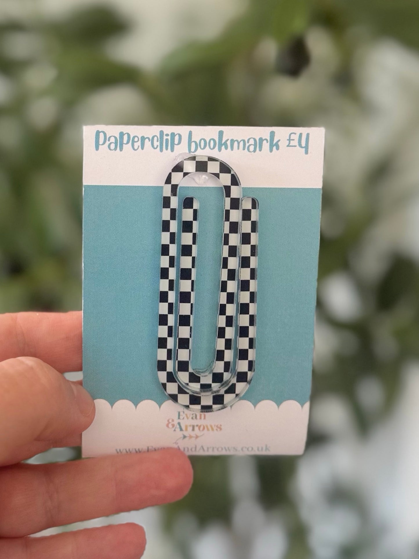 Black And White Check Paperclip Bookmark