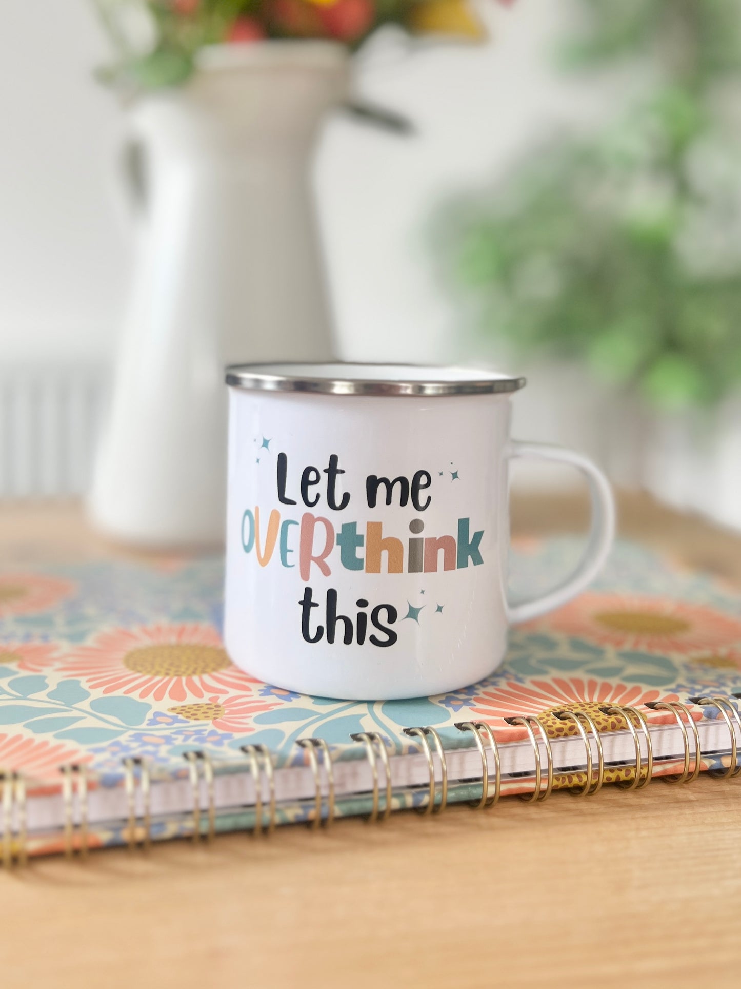 “Let Me Overthink This” Enamel Mug