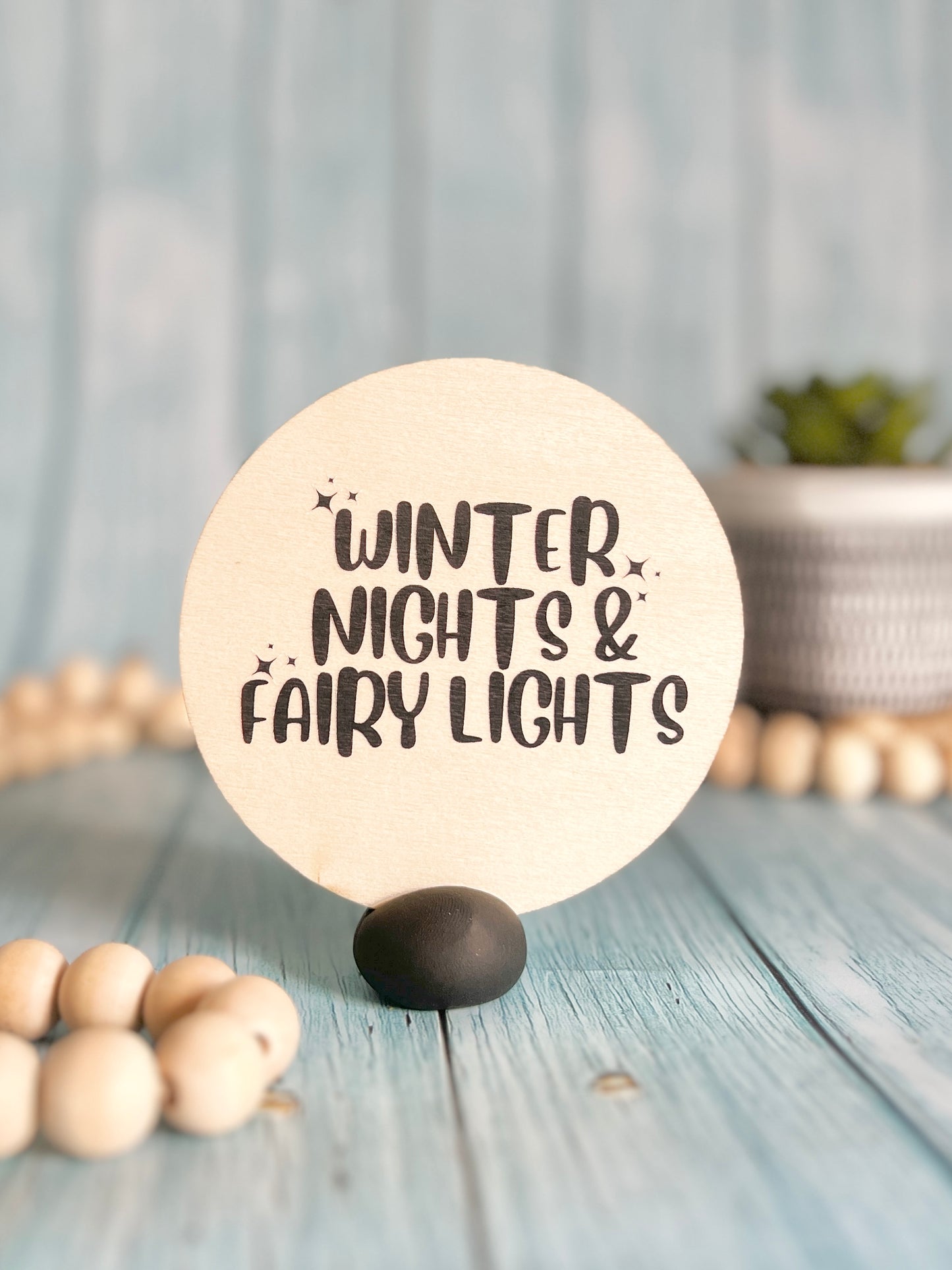 “Winter Nights & Fairy Lights” Wooden Disc