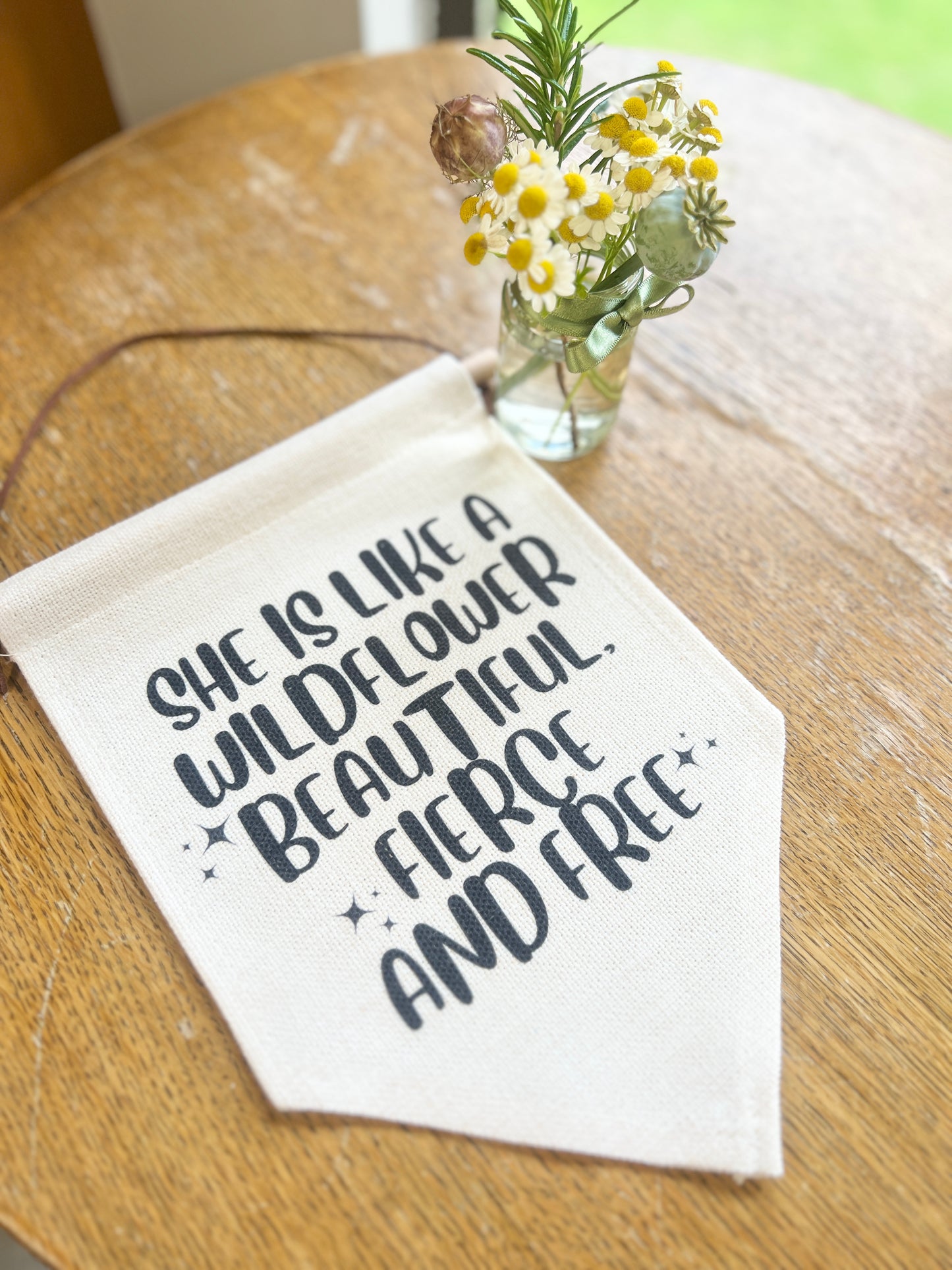 “She Is Like A Wildflower” Large Flag