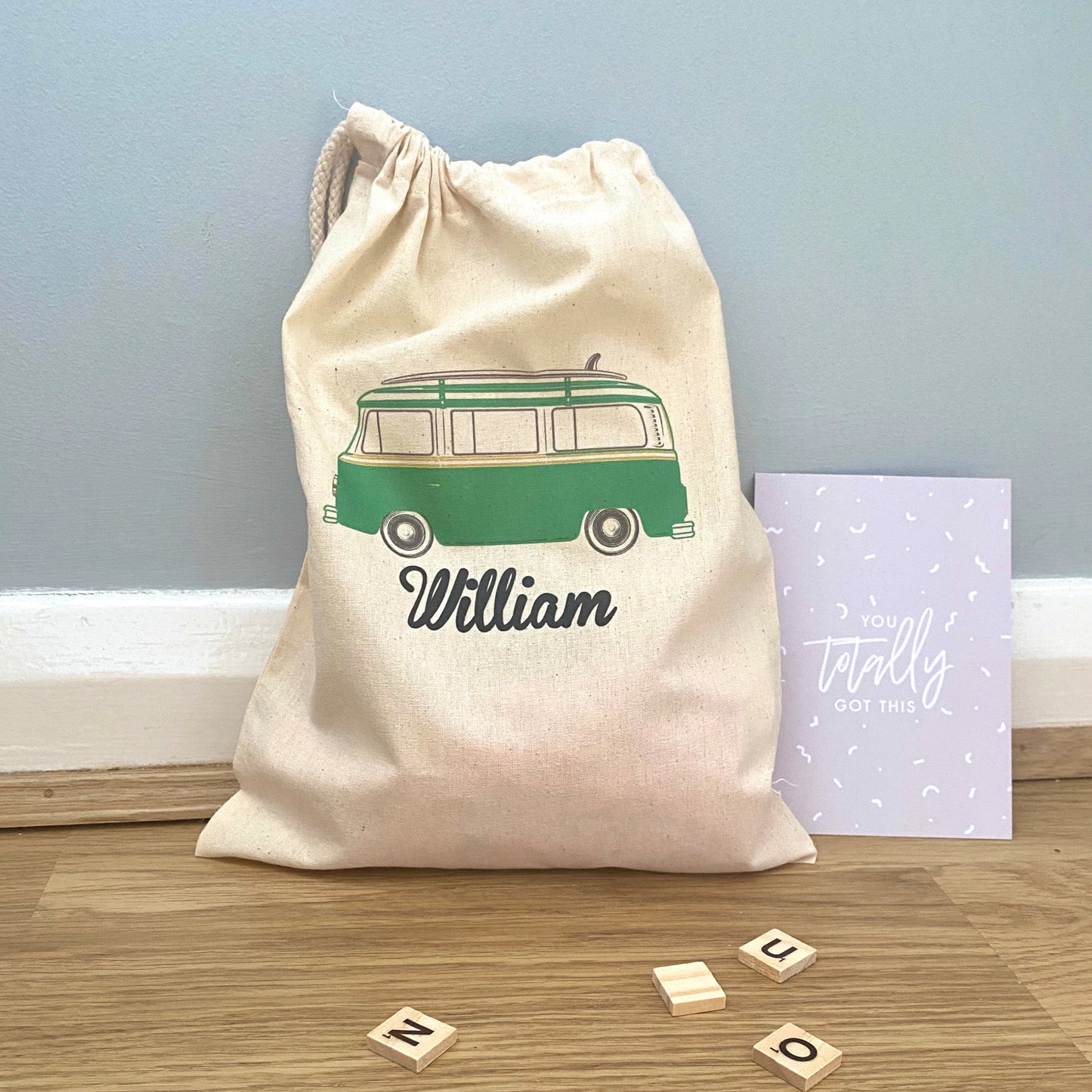 Personalised Camper Drawstring Bag