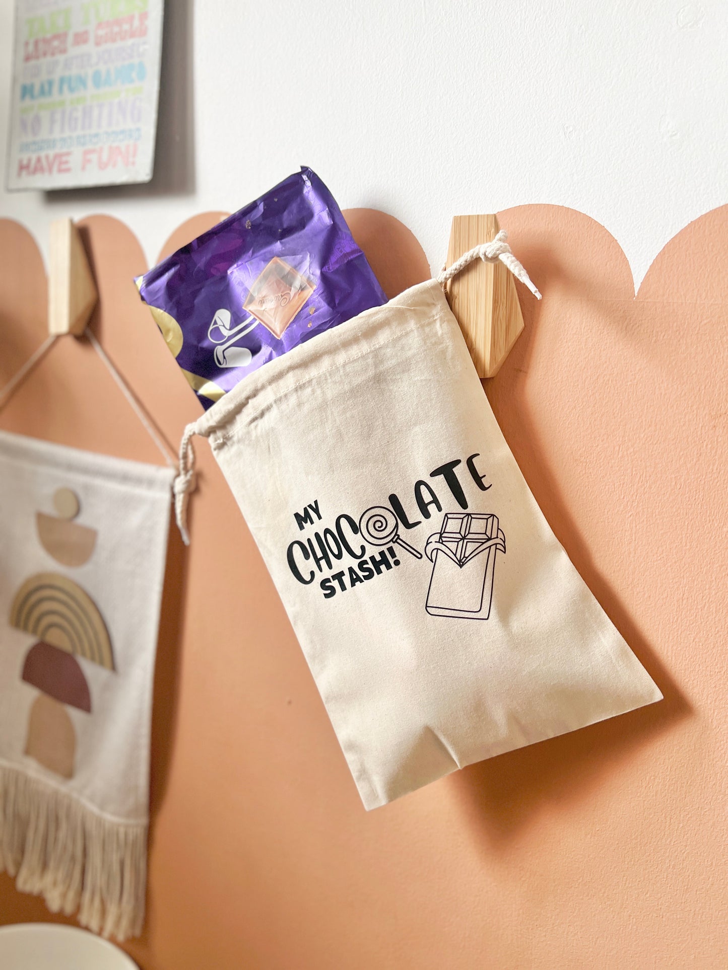 “Chocolate Stash” Drawstring Bag