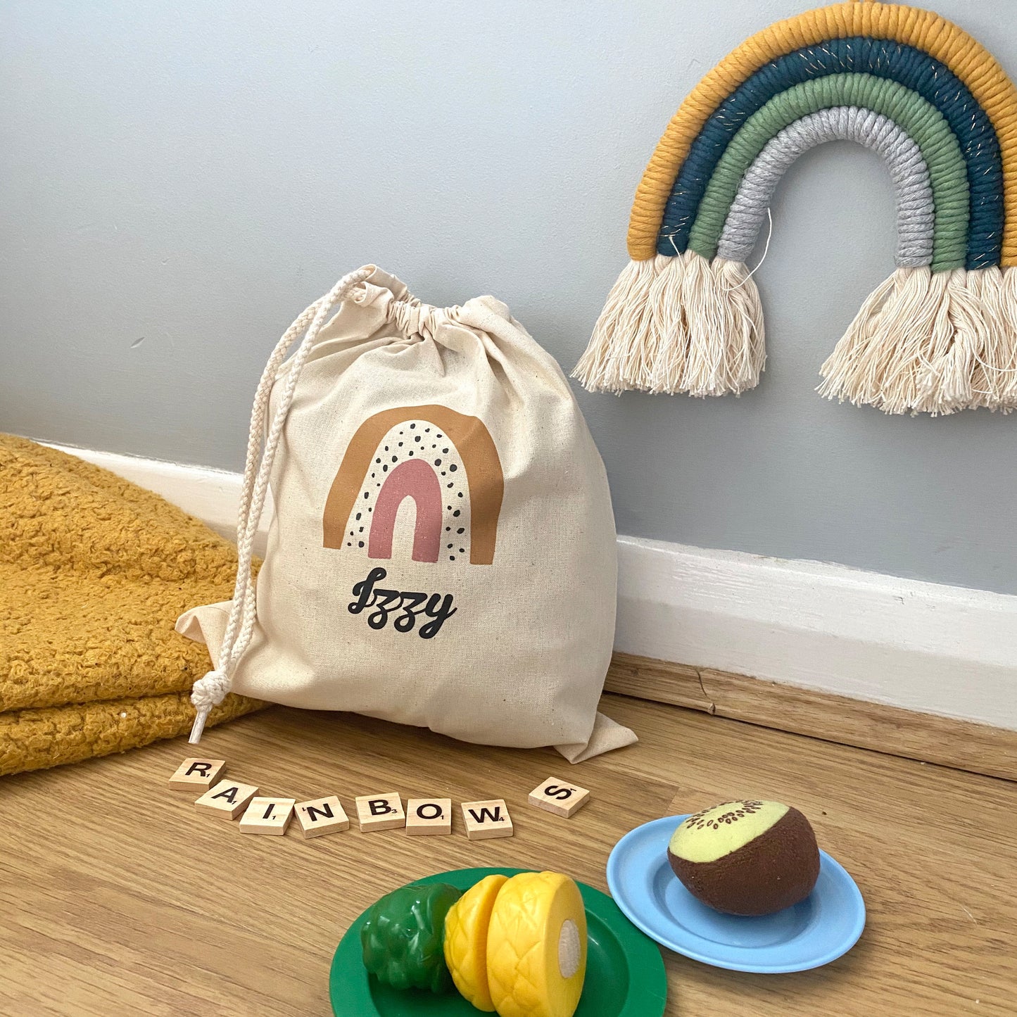 Personalised Rainbow Drawstring Bag