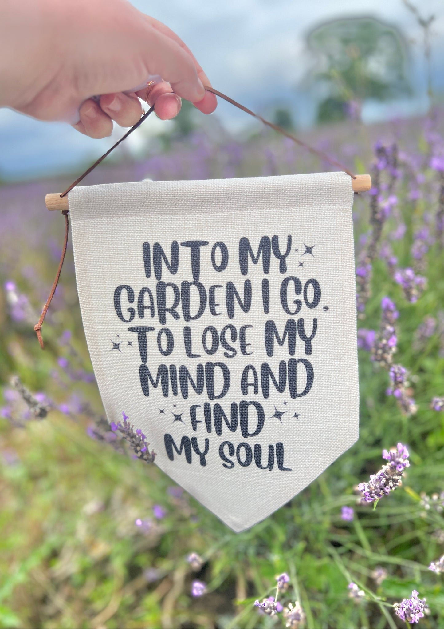 “Into My Garden I Go” Large Flag