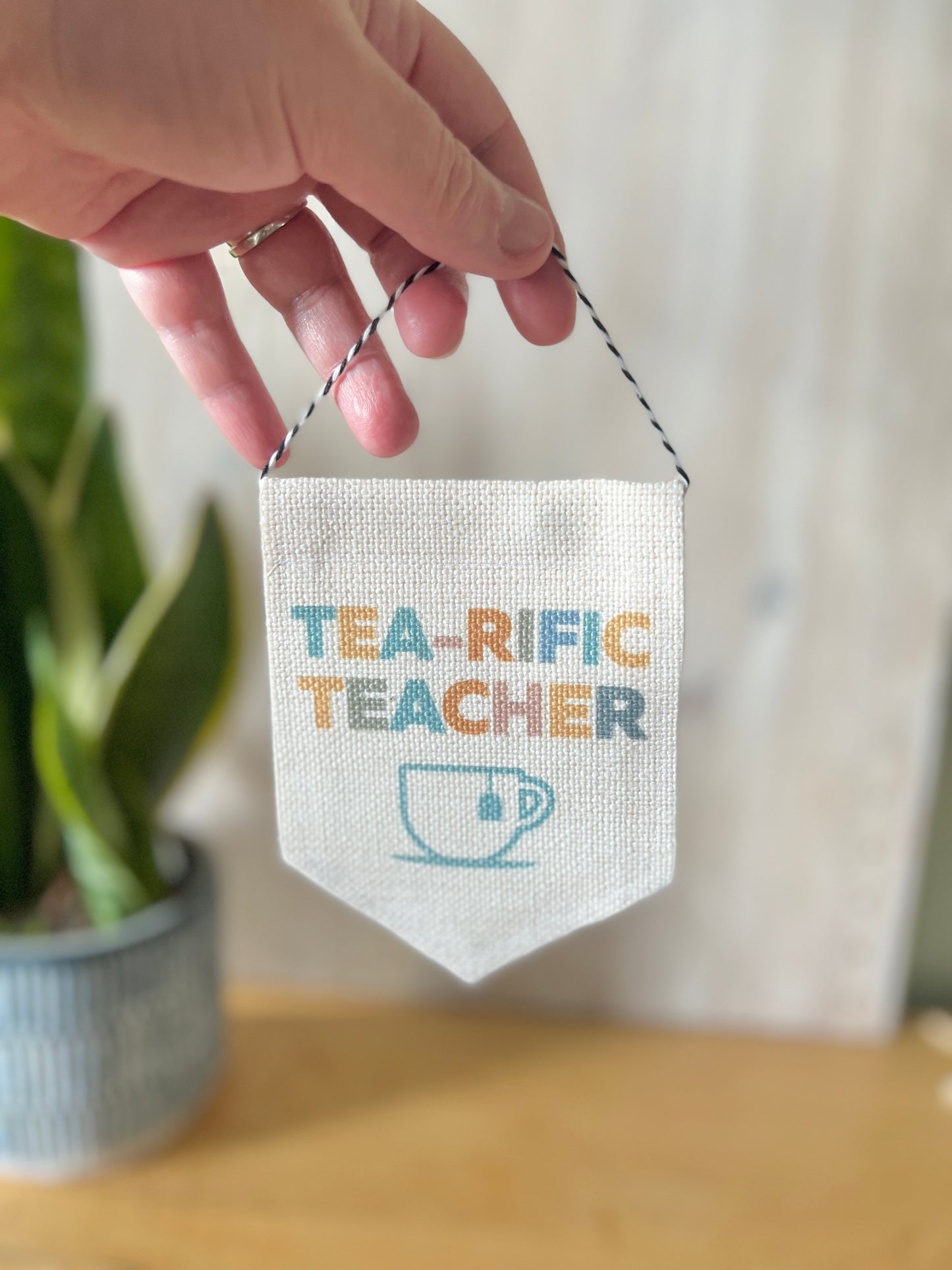 "Tea-Riffic Teacher" Mini Flag