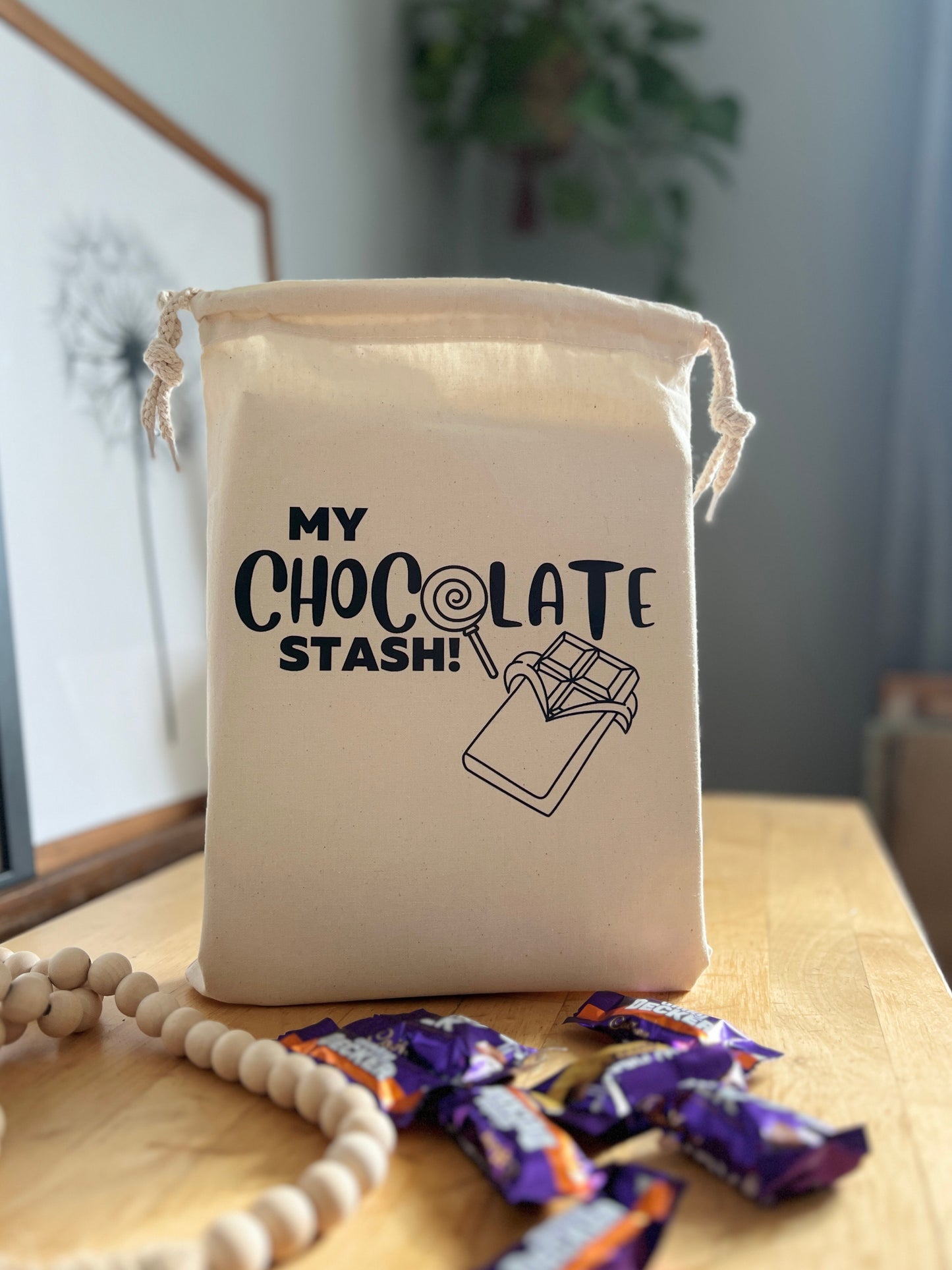 “Chocolate Stash” Drawstring Bag