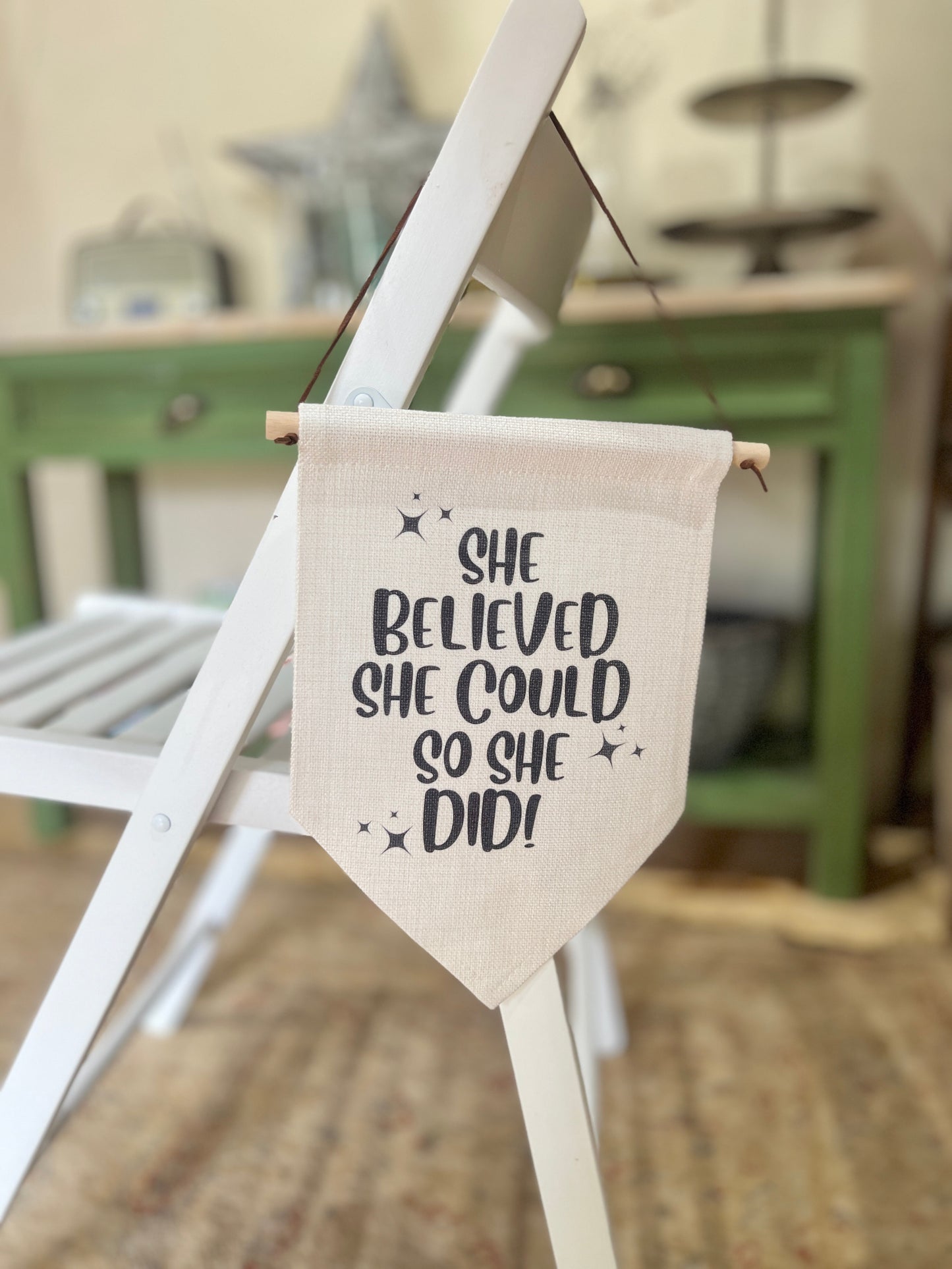 “She Believed She Could So She Did” Large Flag