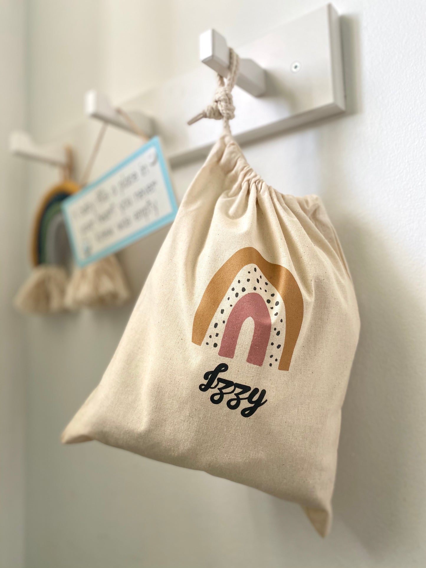 Personalised Rainbow Drawstring Bag